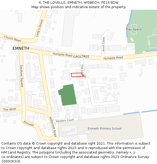 4, THE LOVELLS, EMNETH, WISBECH, PE14 8DW: Location map and indicative extent of plot