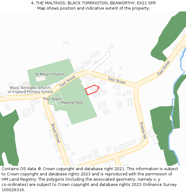 4, THE MALTINGS, BLACK TORRINGTON, BEAWORTHY, EX21 5PR: Location map and indicative extent of plot