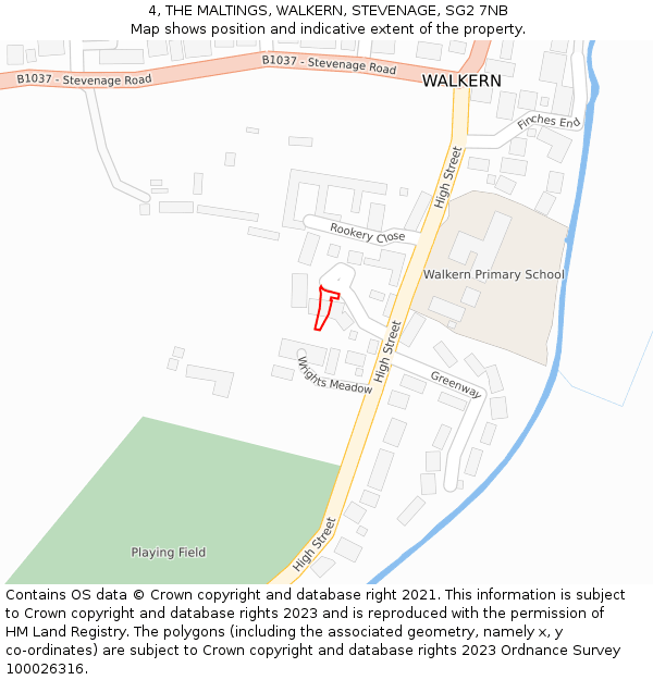 4, THE MALTINGS, WALKERN, STEVENAGE, SG2 7NB: Location map and indicative extent of plot