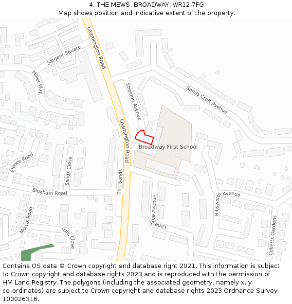 4, THE MEWS, BROADWAY, WR12 7FG: Location map and indicative extent of plot