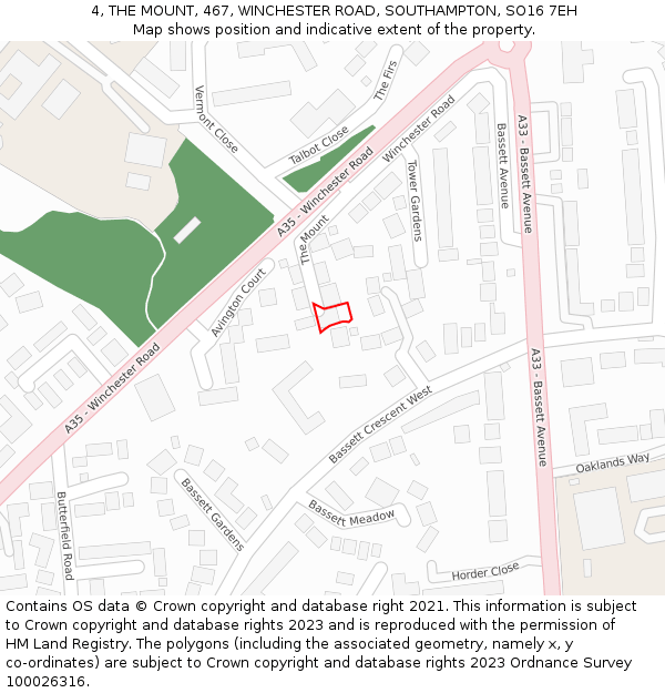 4, THE MOUNT, 467, WINCHESTER ROAD, SOUTHAMPTON, SO16 7EH: Location map and indicative extent of plot