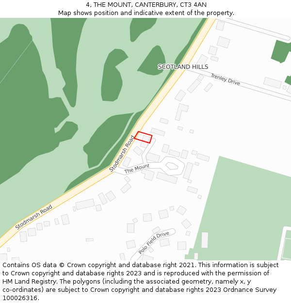 4, THE MOUNT, CANTERBURY, CT3 4AN: Location map and indicative extent of plot