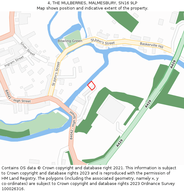 4, THE MULBERRIES, MALMESBURY, SN16 9LP: Location map and indicative extent of plot