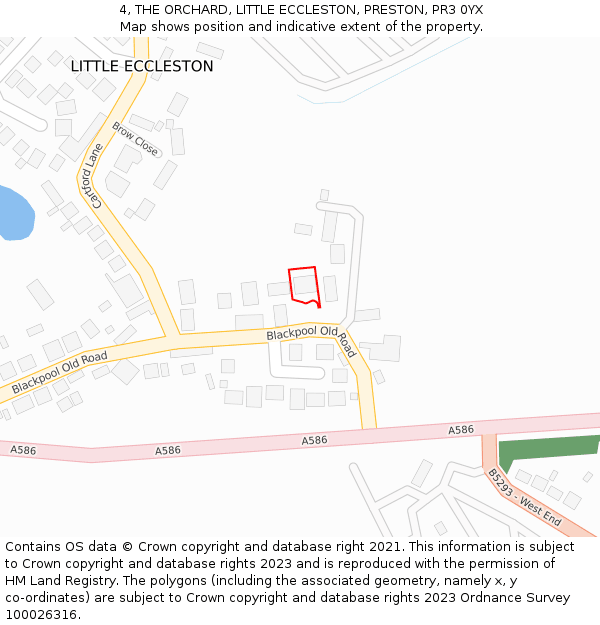 4, THE ORCHARD, LITTLE ECCLESTON, PRESTON, PR3 0YX: Location map and indicative extent of plot