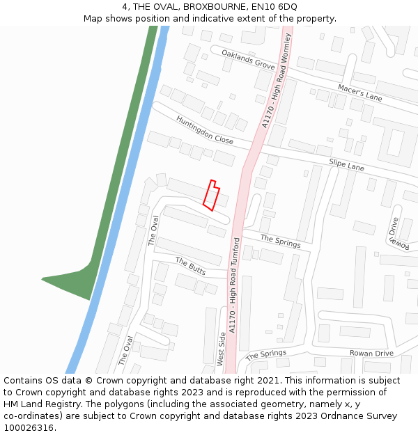 4, THE OVAL, BROXBOURNE, EN10 6DQ: Location map and indicative extent of plot