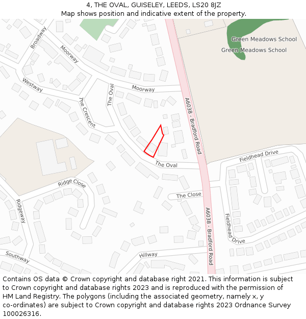 4, THE OVAL, GUISELEY, LEEDS, LS20 8JZ: Location map and indicative extent of plot