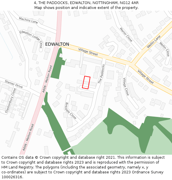 4, THE PADDOCKS, EDWALTON, NOTTINGHAM, NG12 4AR: Location map and indicative extent of plot