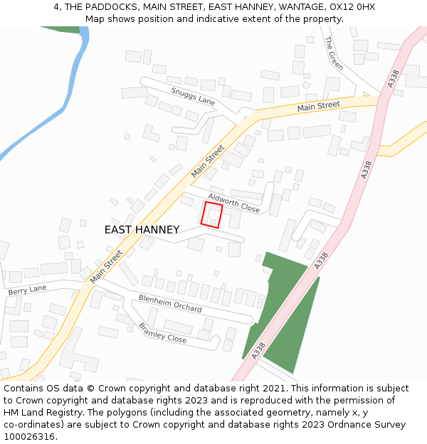 4, THE PADDOCKS, MAIN STREET, EAST HANNEY, WANTAGE, OX12 0HX: Location map and indicative extent of plot