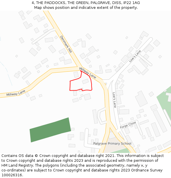 4, THE PADDOCKS, THE GREEN, PALGRAVE, DISS, IP22 1AG: Location map and indicative extent of plot