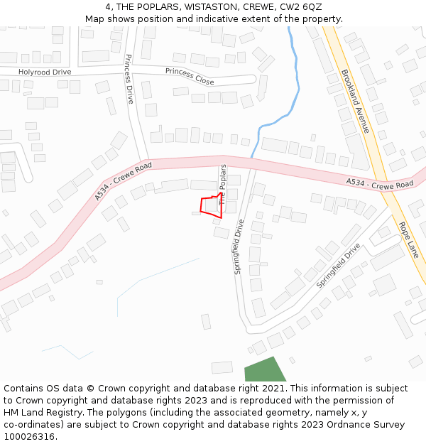 4, THE POPLARS, WISTASTON, CREWE, CW2 6QZ: Location map and indicative extent of plot