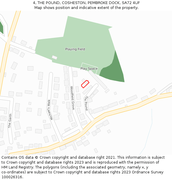 4, THE POUND, COSHESTON, PEMBROKE DOCK, SA72 4UF: Location map and indicative extent of plot