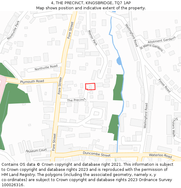 4, THE PRECINCT, KINGSBRIDGE, TQ7 1AP: Location map and indicative extent of plot