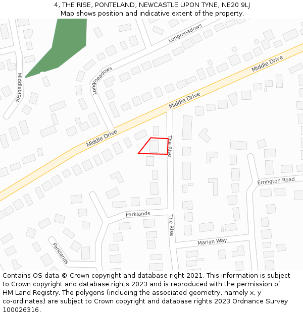 4, THE RISE, PONTELAND, NEWCASTLE UPON TYNE, NE20 9LJ: Location map and indicative extent of plot