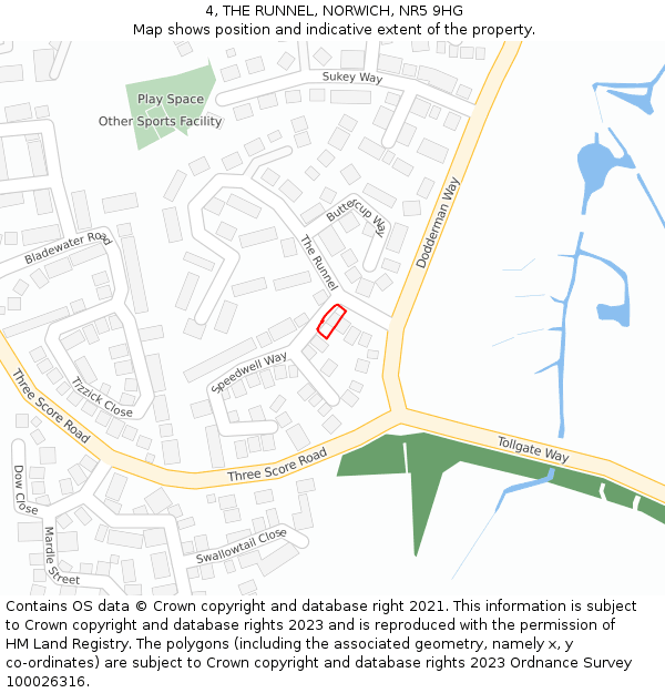 4, THE RUNNEL, NORWICH, NR5 9HG: Location map and indicative extent of plot