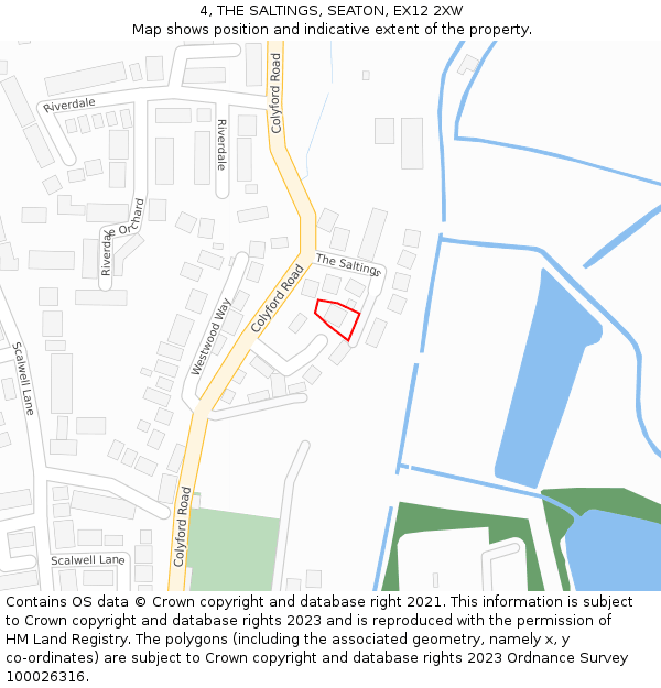 4, THE SALTINGS, SEATON, EX12 2XW: Location map and indicative extent of plot