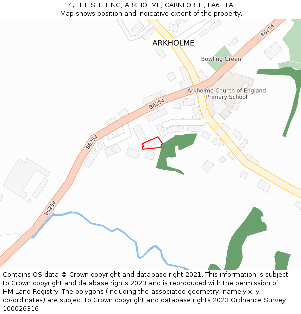 4, THE SHEILING, ARKHOLME, CARNFORTH, LA6 1FA: Location map and indicative extent of plot