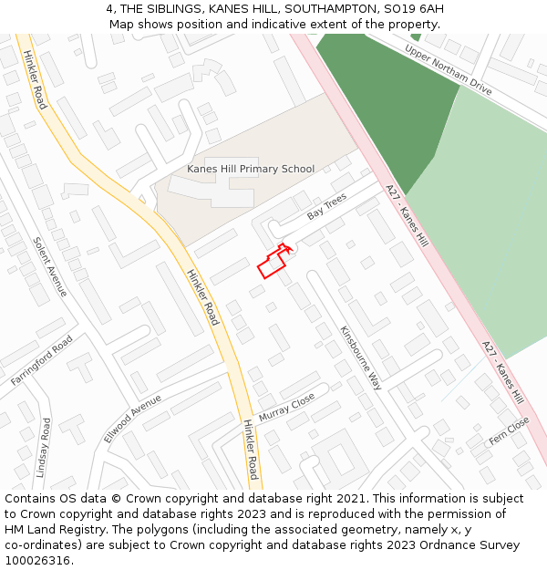 4, THE SIBLINGS, KANES HILL, SOUTHAMPTON, SO19 6AH: Location map and indicative extent of plot