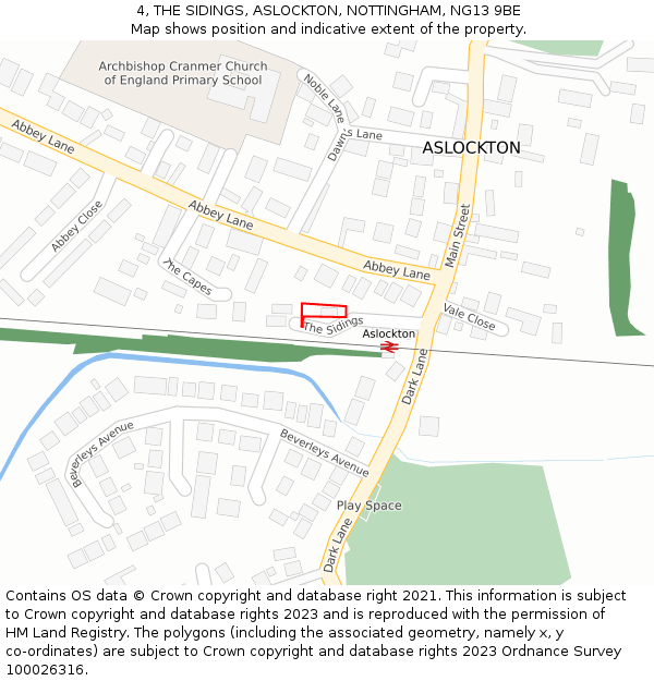 4, THE SIDINGS, ASLOCKTON, NOTTINGHAM, NG13 9BE: Location map and indicative extent of plot