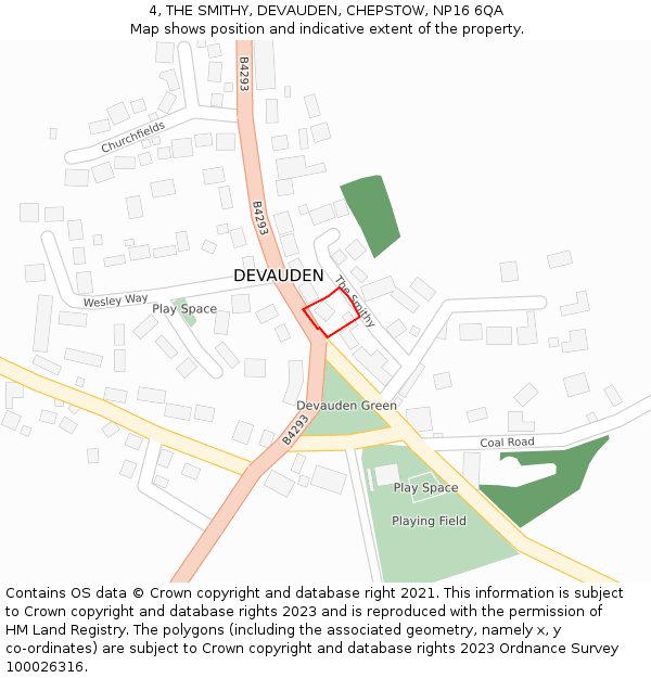 4, THE SMITHY, DEVAUDEN, CHEPSTOW, NP16 6QA: Location map and indicative extent of plot