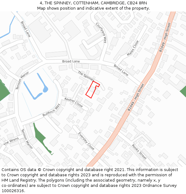 4, THE SPINNEY, COTTENHAM, CAMBRIDGE, CB24 8RN: Location map and indicative extent of plot