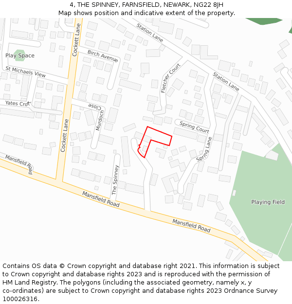 4, THE SPINNEY, FARNSFIELD, NEWARK, NG22 8JH: Location map and indicative extent of plot