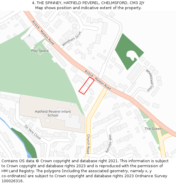 4, THE SPINNEY, HATFIELD PEVEREL, CHELMSFORD, CM3 2JY: Location map and indicative extent of plot