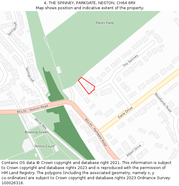 4, THE SPINNEY, PARKGATE, NESTON, CH64 6RX: Location map and indicative extent of plot