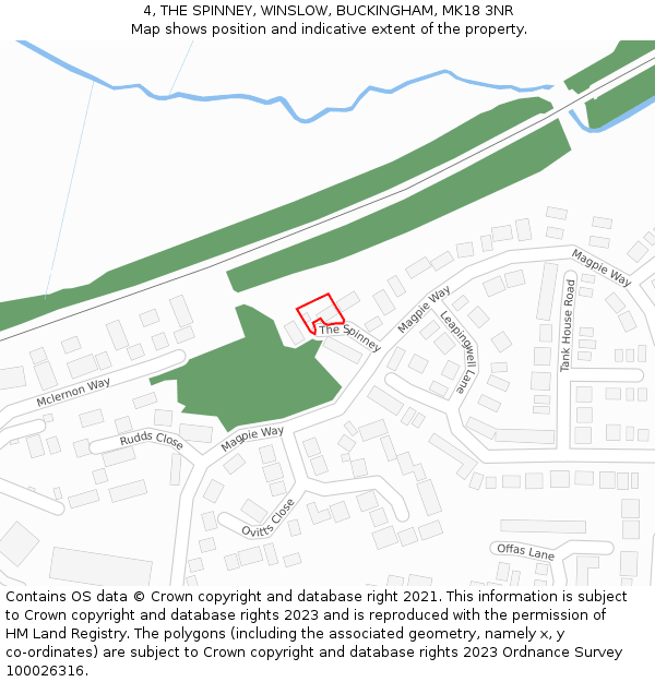 4, THE SPINNEY, WINSLOW, BUCKINGHAM, MK18 3NR: Location map and indicative extent of plot