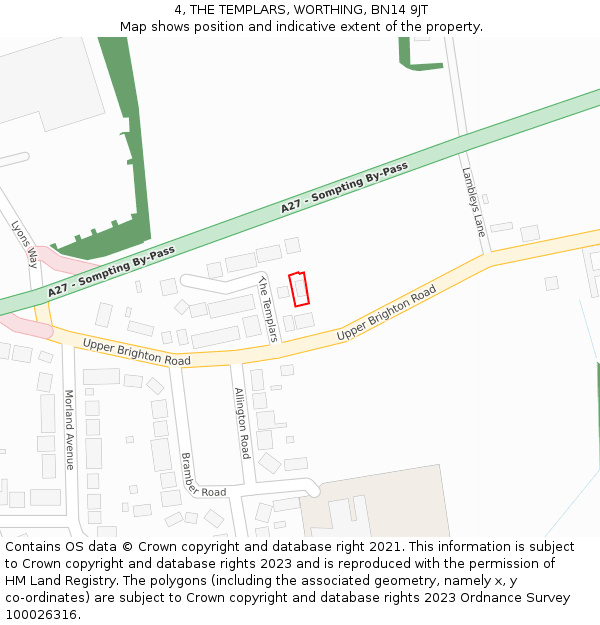 4, THE TEMPLARS, WORTHING, BN14 9JT: Location map and indicative extent of plot