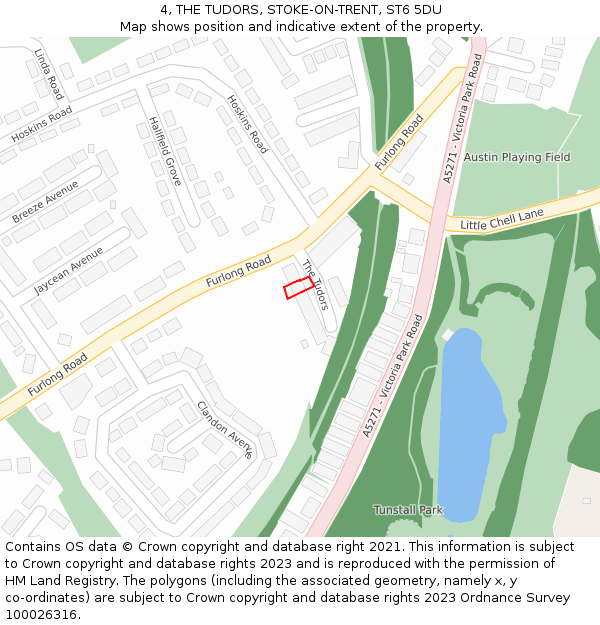 4, THE TUDORS, STOKE-ON-TRENT, ST6 5DU: Location map and indicative extent of plot