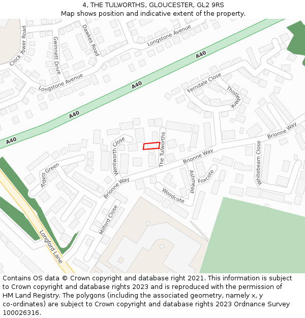 4, THE TULWORTHS, GLOUCESTER, GL2 9RS: Location map and indicative extent of plot