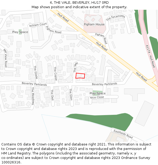 4, THE VALE, BEVERLEY, HU17 0RD: Location map and indicative extent of plot