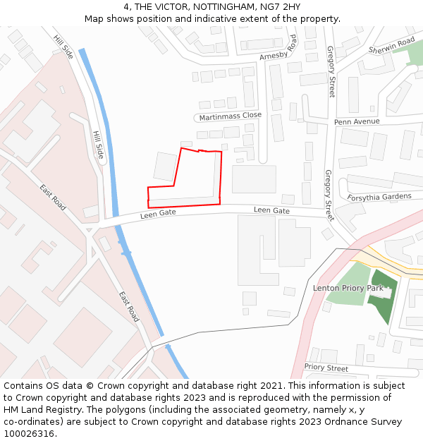 4, THE VICTOR, NOTTINGHAM, NG7 2HY: Location map and indicative extent of plot