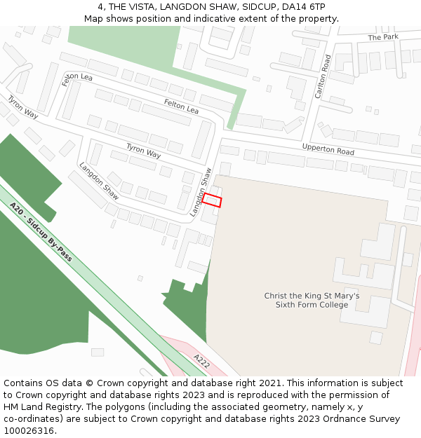 4, THE VISTA, LANGDON SHAW, SIDCUP, DA14 6TP: Location map and indicative extent of plot