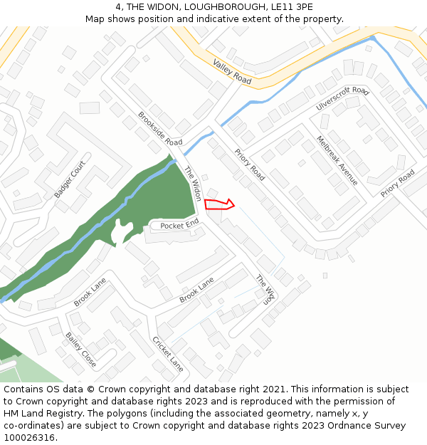 4, THE WIDON, LOUGHBOROUGH, LE11 3PE: Location map and indicative extent of plot