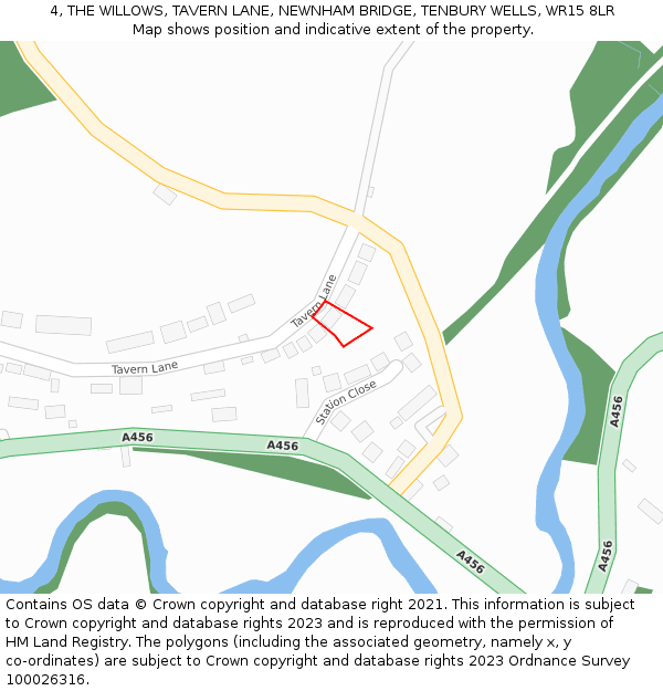 4, THE WILLOWS, TAVERN LANE, NEWNHAM BRIDGE, TENBURY WELLS, WR15 8LR: Location map and indicative extent of plot