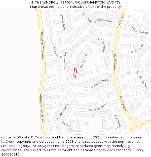 4, THE WINDROW, PERTON, WOLVERHAMPTON, WV6 7TY: Location map and indicative extent of plot