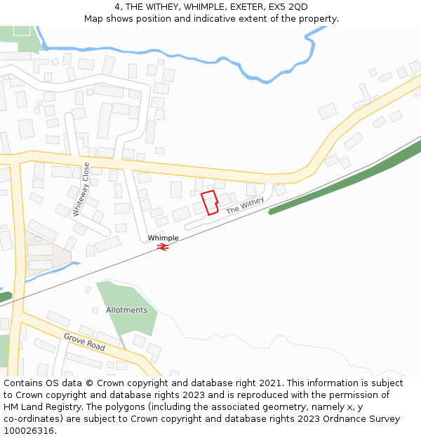 4, THE WITHEY, WHIMPLE, EXETER, EX5 2QD: Location map and indicative extent of plot