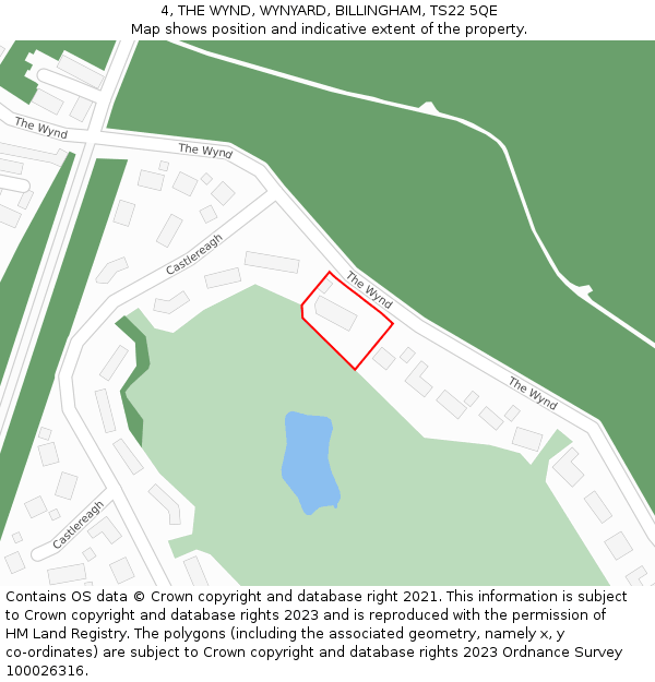 4, THE WYND, WYNYARD, BILLINGHAM, TS22 5QE: Location map and indicative extent of plot