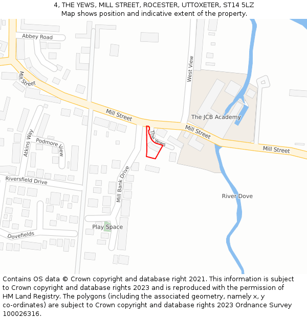 4, THE YEWS, MILL STREET, ROCESTER, UTTOXETER, ST14 5LZ: Location map and indicative extent of plot