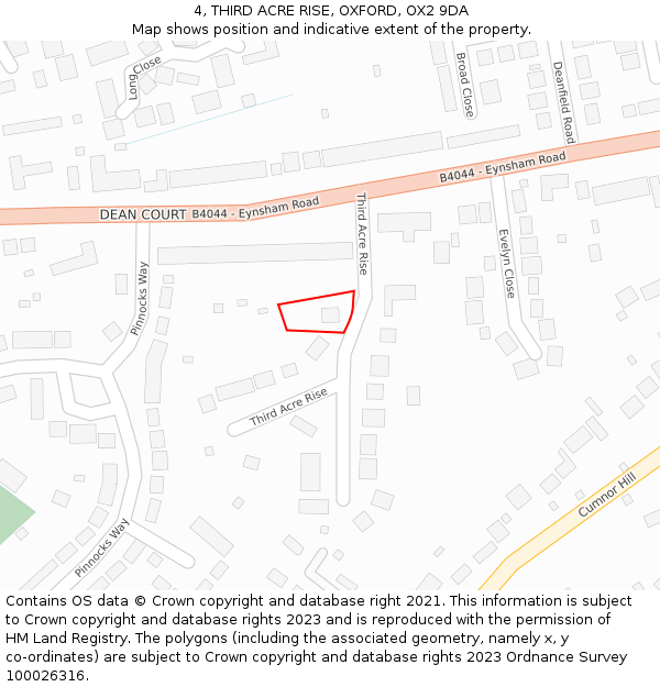 4, THIRD ACRE RISE, OXFORD, OX2 9DA: Location map and indicative extent of plot