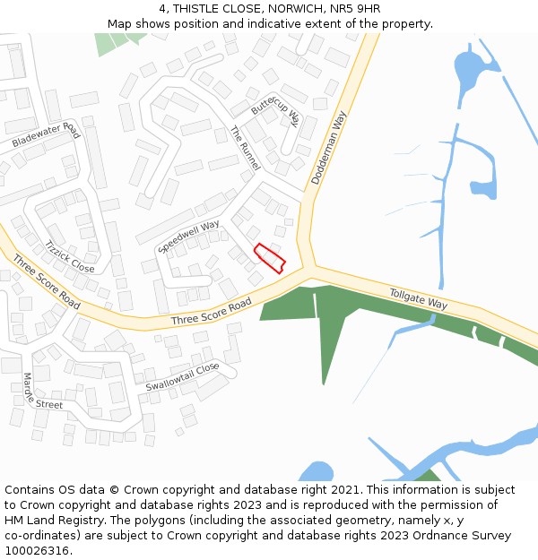 4, THISTLE CLOSE, NORWICH, NR5 9HR: Location map and indicative extent of plot