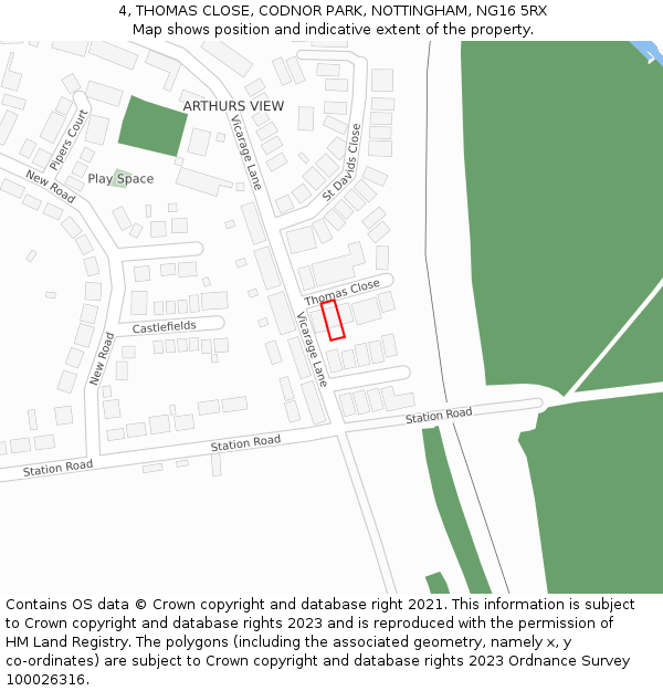 4, THOMAS CLOSE, CODNOR PARK, NOTTINGHAM, NG16 5RX: Location map and indicative extent of plot