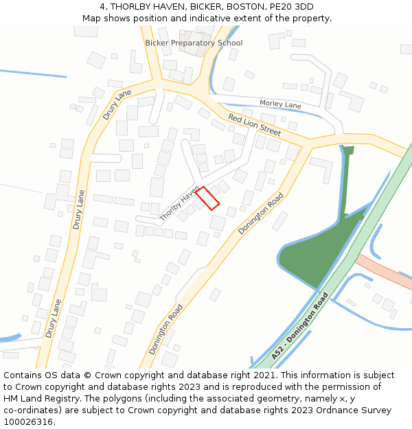 4, THORLBY HAVEN, BICKER, BOSTON, PE20 3DD: Location map and indicative extent of plot