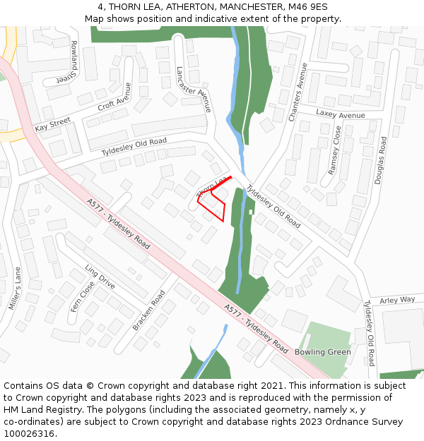 4, THORN LEA, ATHERTON, MANCHESTER, M46 9ES: Location map and indicative extent of plot