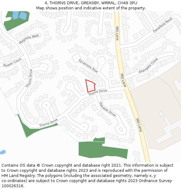 4, THORNS DRIVE, GREASBY, WIRRAL, CH49 3PU: Location map and indicative extent of plot