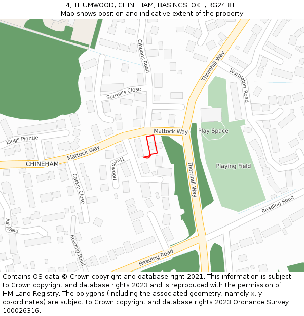 4, THUMWOOD, CHINEHAM, BASINGSTOKE, RG24 8TE: Location map and indicative extent of plot