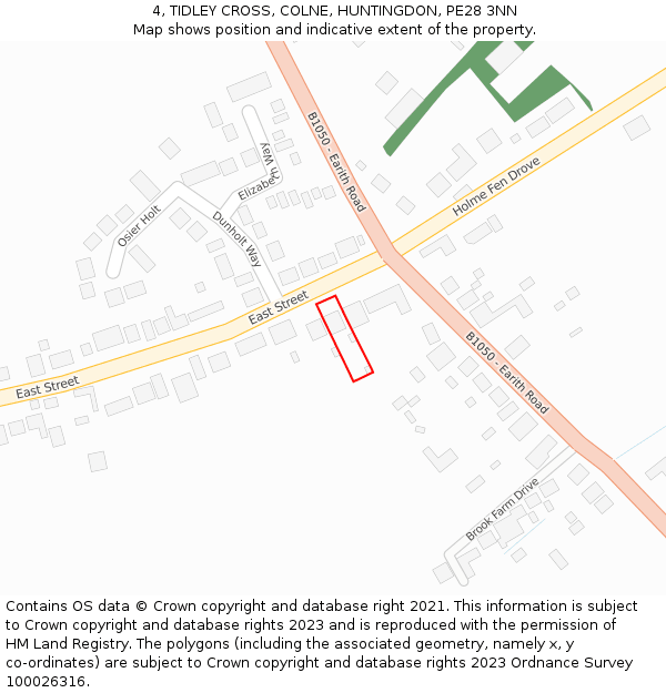 4, TIDLEY CROSS, COLNE, HUNTINGDON, PE28 3NN: Location map and indicative extent of plot