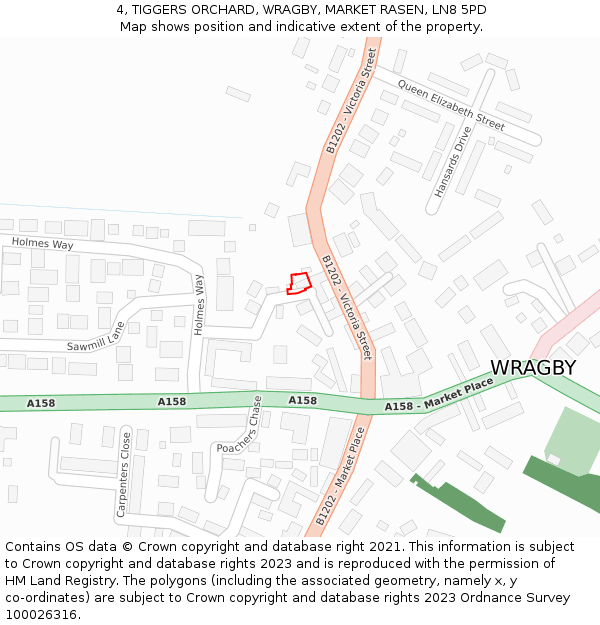 4, TIGGERS ORCHARD, WRAGBY, MARKET RASEN, LN8 5PD: Location map and indicative extent of plot