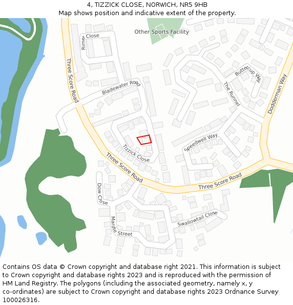 4, TIZZICK CLOSE, NORWICH, NR5 9HB: Location map and indicative extent of plot